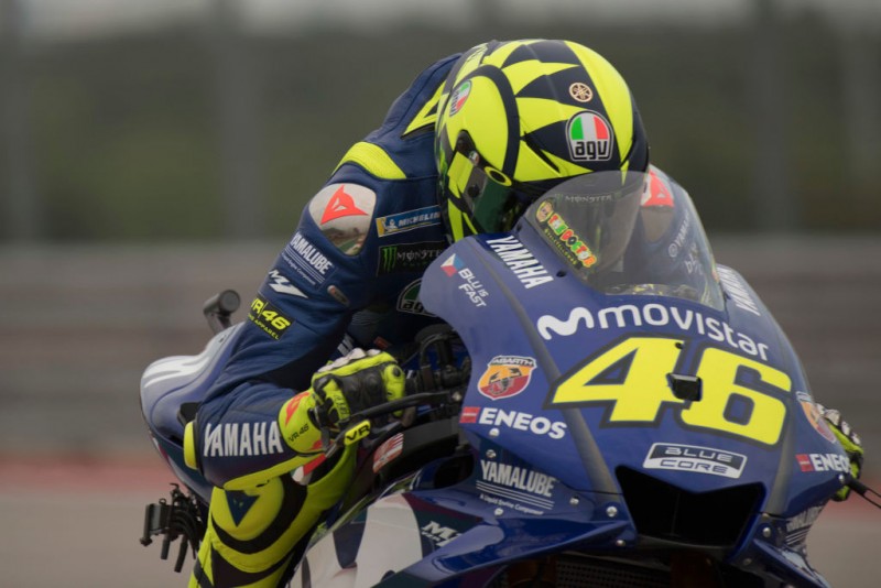 TX - APRIL 20:  Valentino Rossi of Italy and Movistar Yamaha MotoGP  rounds the bend during the MotoGp Red Bull U.S. Grand Prix of The Americas - Free Practice at Circuit of The Americas on April 20