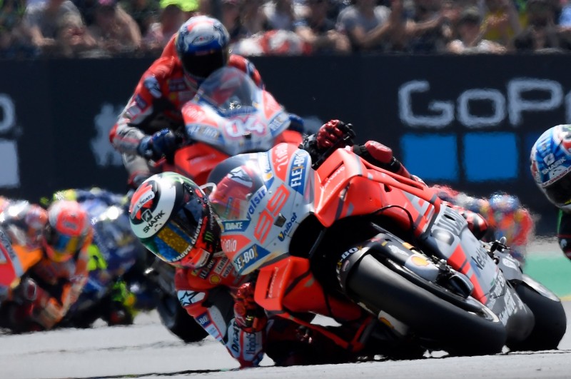 FRANCE - MAY 20:  Jorge Lorenzo of Spain and Ducati Team prepares to start on the grid during the MotoGP race during the  MotoGp of France - Race on May 20