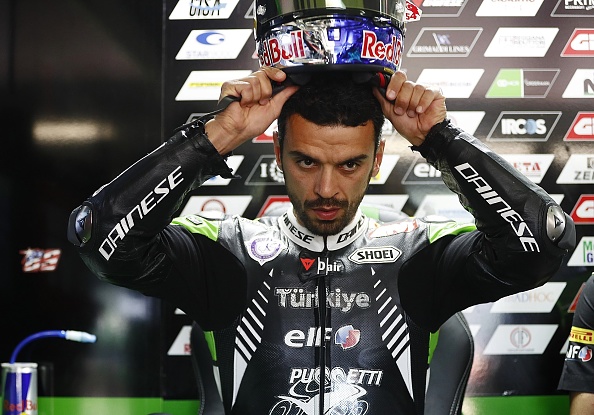 ITALY - MAY 13: Kenan Sofuoglu of Turkey and Kawasaki Puccetti Racing celebrates with fans his last race in paddock at the end of the SuperSport race during 2018 Superbikes Italian Round on May 13