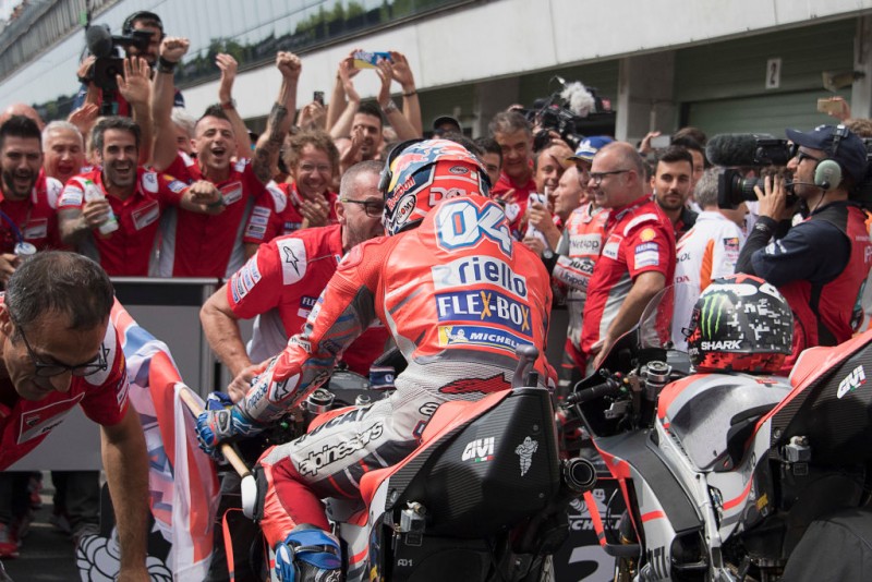 CZECH REPUBLIC - AUGUST 05:  Jorge Lorenzo of Spain and Ducati Team greets the fans at the end of the MotoGP Race during the  MotoGp of Czech Republic - Race at Brno Circuit on August 5