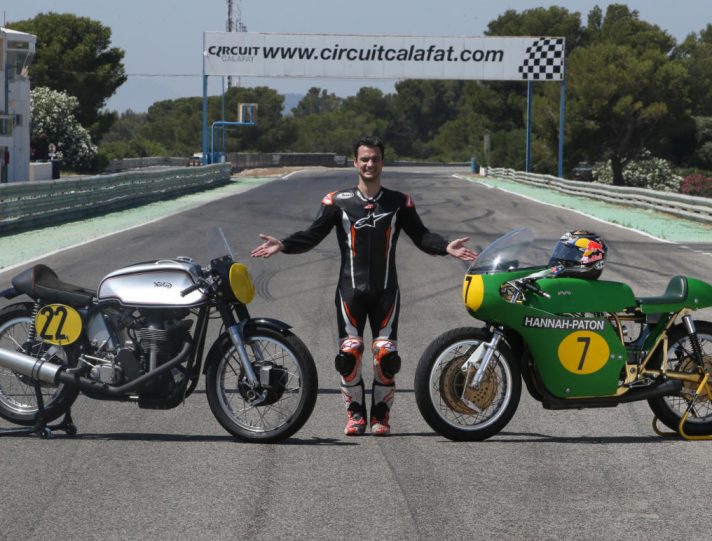 Dani Pedrosa prova le moto storiche che guiderà al Goodwood Revival
