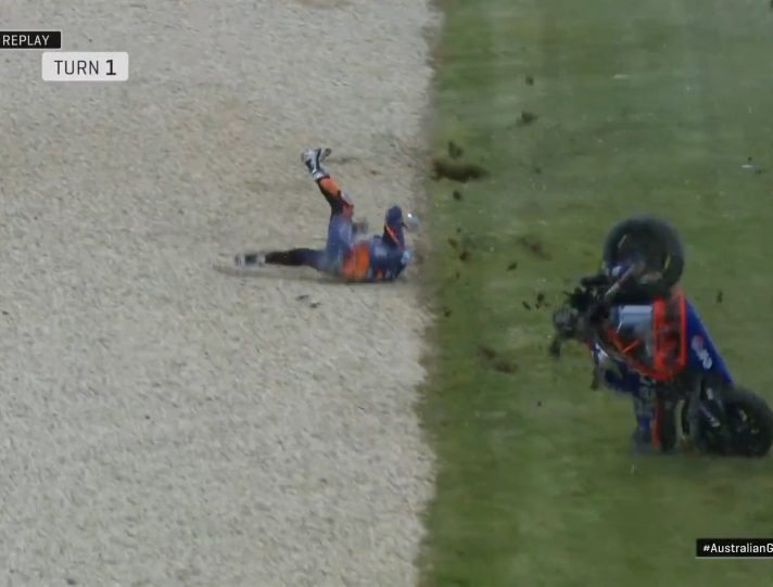 VIDEO Che botto per Oliveira nelle FP4! Rider OK miguel oliveira fp4 australia