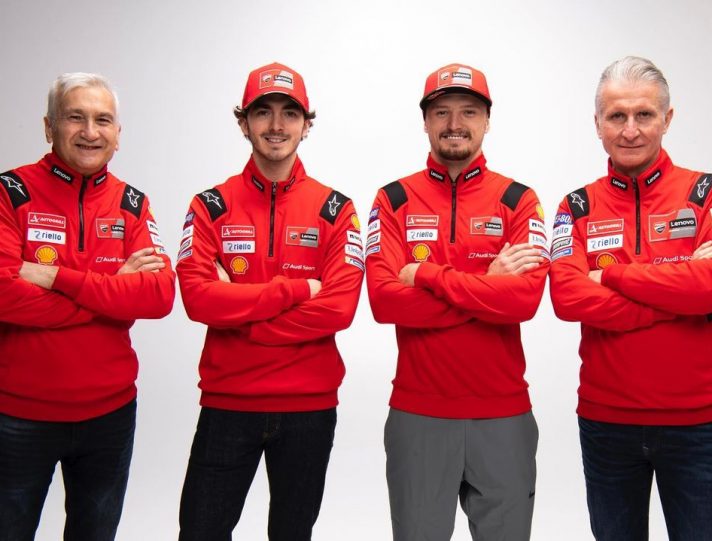 MotoGP: Davide Tardozzi, Pecco Bagnaia, Jack Miller e Paolo Ciabatti
