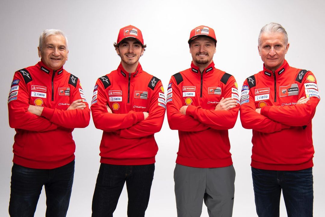 MotoGP: Davide Tardozzi, Pecco Bagnaia, Jack Miller e Paolo Ciabatti