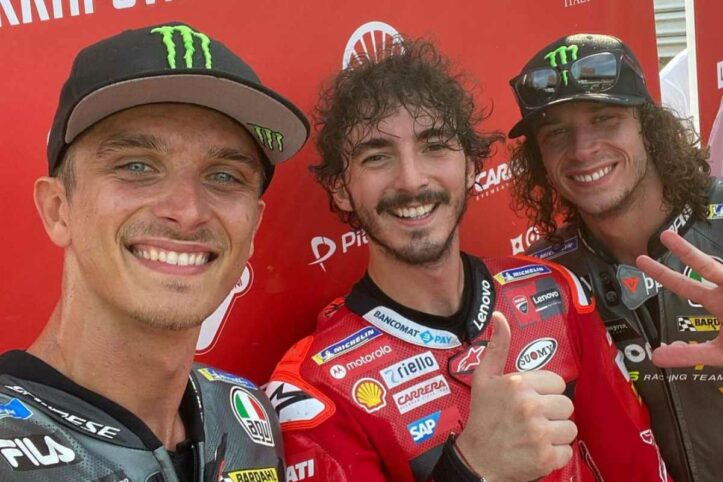WDW, Pecco Bagnaia comanda a Misano: “Vincere dà gusto” Luca Marini, Pecco Bagnaia e Marco Bezzecchi